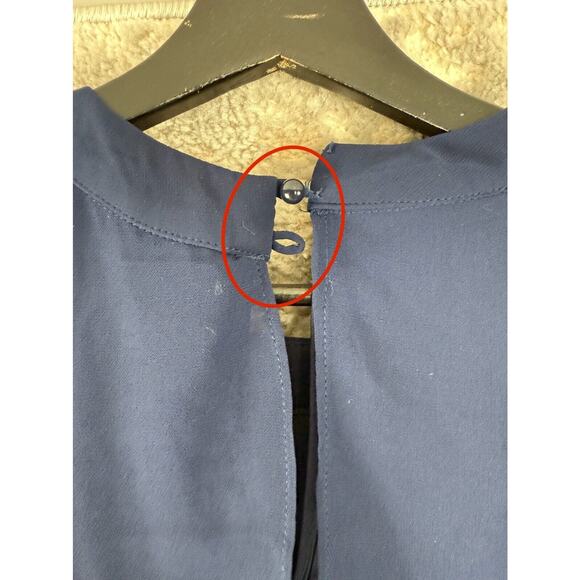 Emerald Sundae Size M Geometric Striped Cutout Sleeveless Mini Sheath Dress Navy - Picture 2 of 10